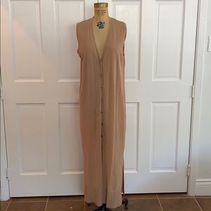 Zara Long Sleeveless Duster Cardigan button front